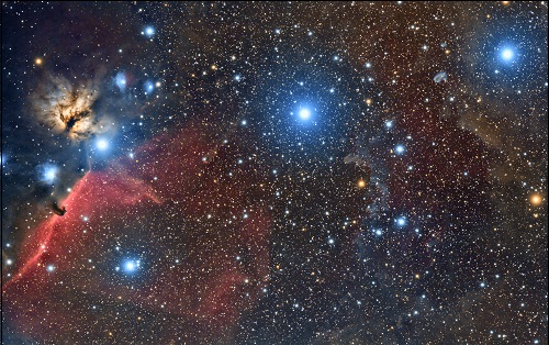 Orionin vyön kuumat siniset jättiläistähdet